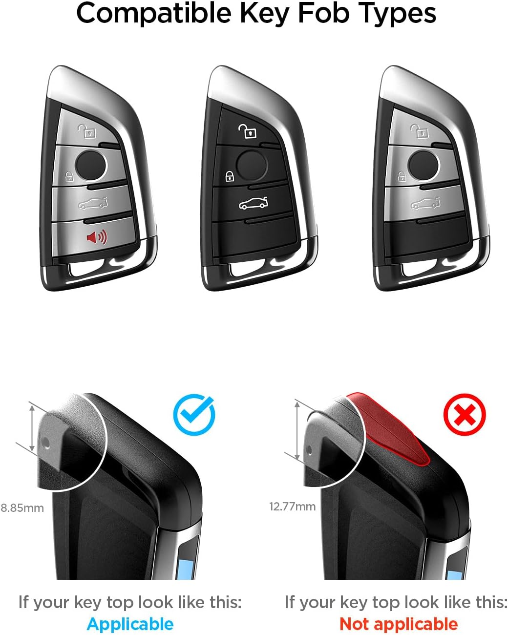 Thumbnail 1 de Spigen Coque Clé pour BMW — étui de porte-clé en TPU avec mousqueton et sangle (1 pièce), noir