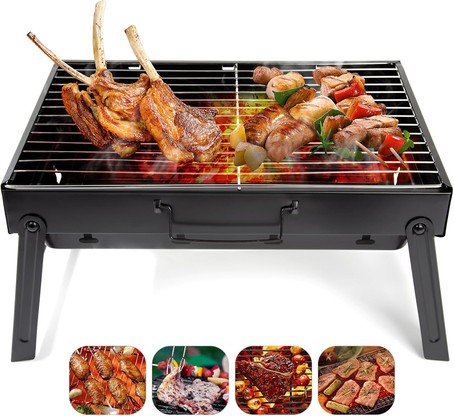 Thumbnail 6 de AGM Charcoal Barbecue: Portable Foldable BBQ Grill for Outdoor Cooking