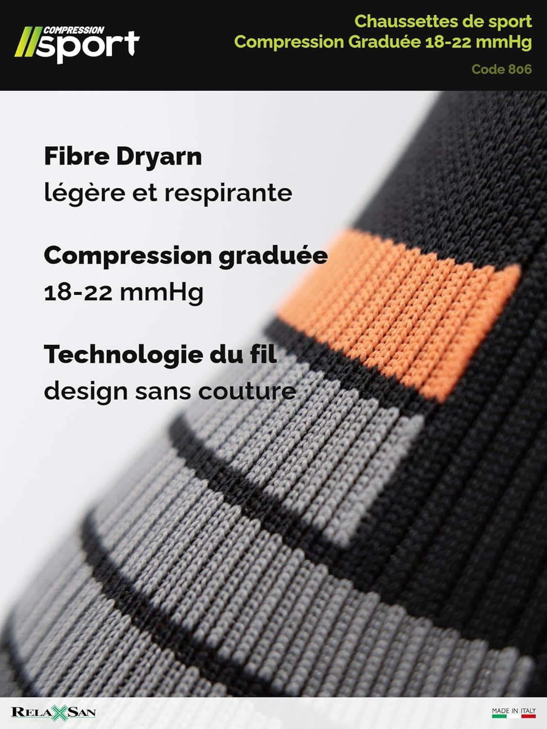 Thumbnail 2 de Relaxsan Chaussettes de Contention Sport 18-22 mmHg – Unisexe, Running et Sport