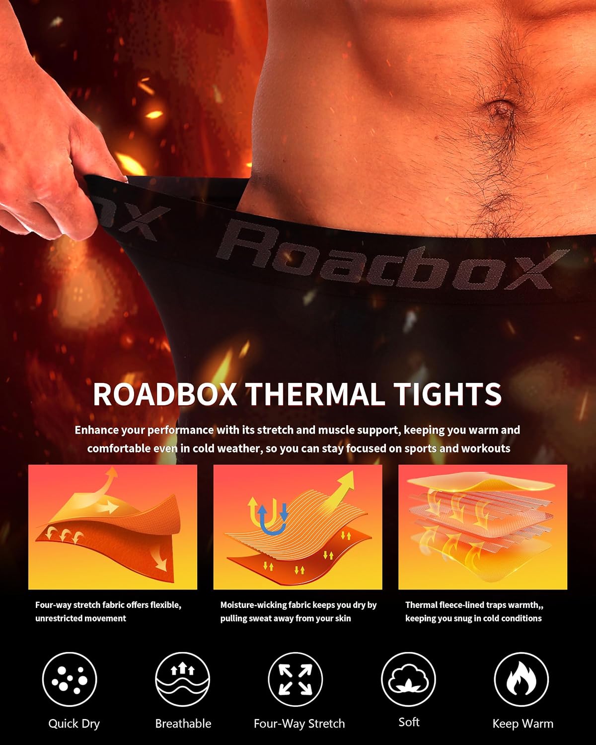 Detalle 2 de Roadbox Thermal Compression Pants Men running tights