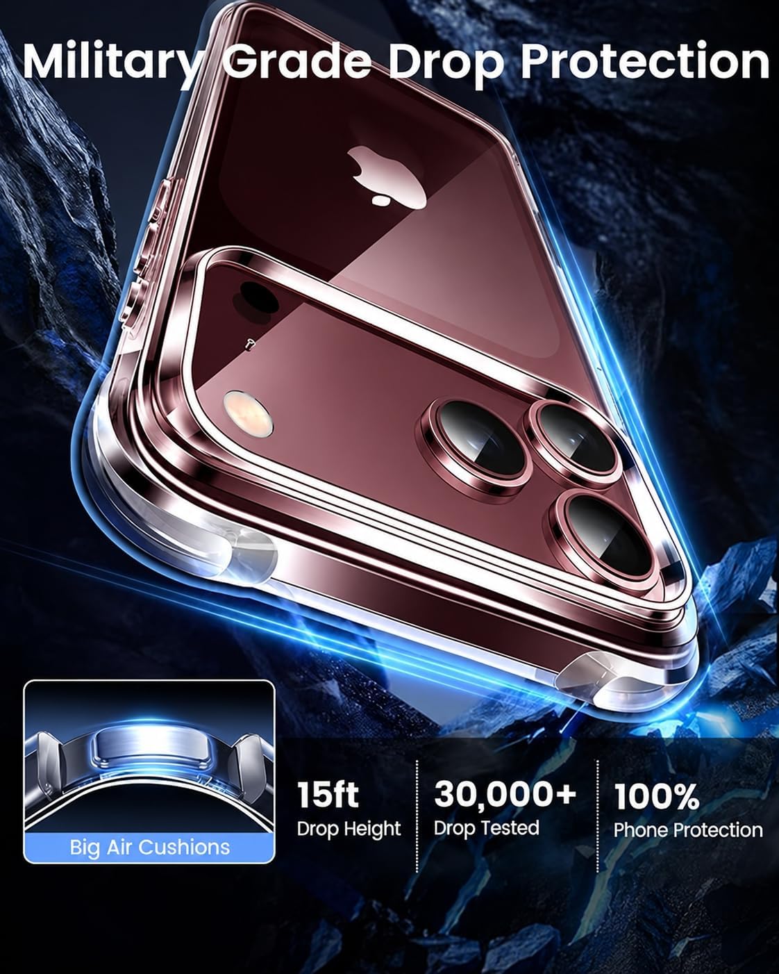 Detalle 2 de Mkeke K28-18PM Clear iPhone 18 Pro Max Case with Anti-Yellowing Protection