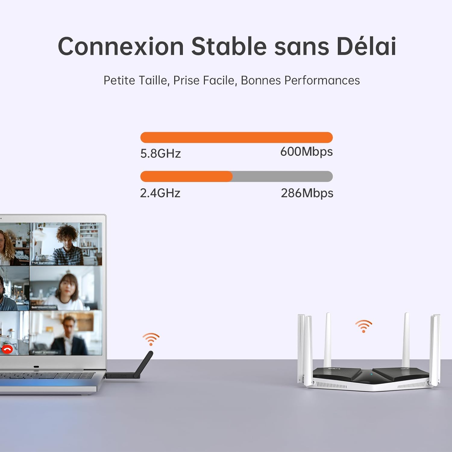 Detalle 2 de PLERY Clé WiFi 6 AX900 — Adaptateur USB sans Fil pour PC (Windows 10/11)
