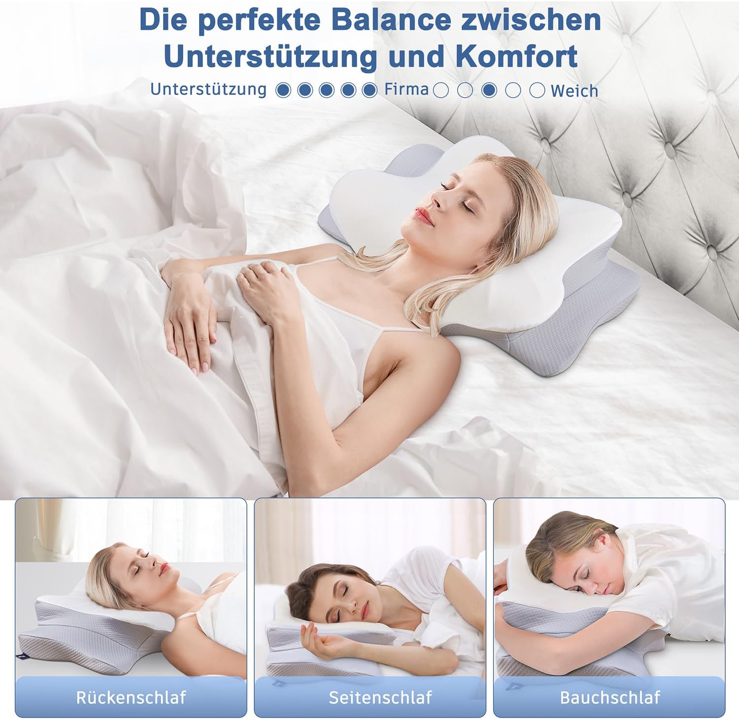 Thumbnail 3 de DONAMA Memory Foam Nackenkissen Ergonomisch – 6‑Zonen Kontur, zwei Höhen, Armauflage, kühlend