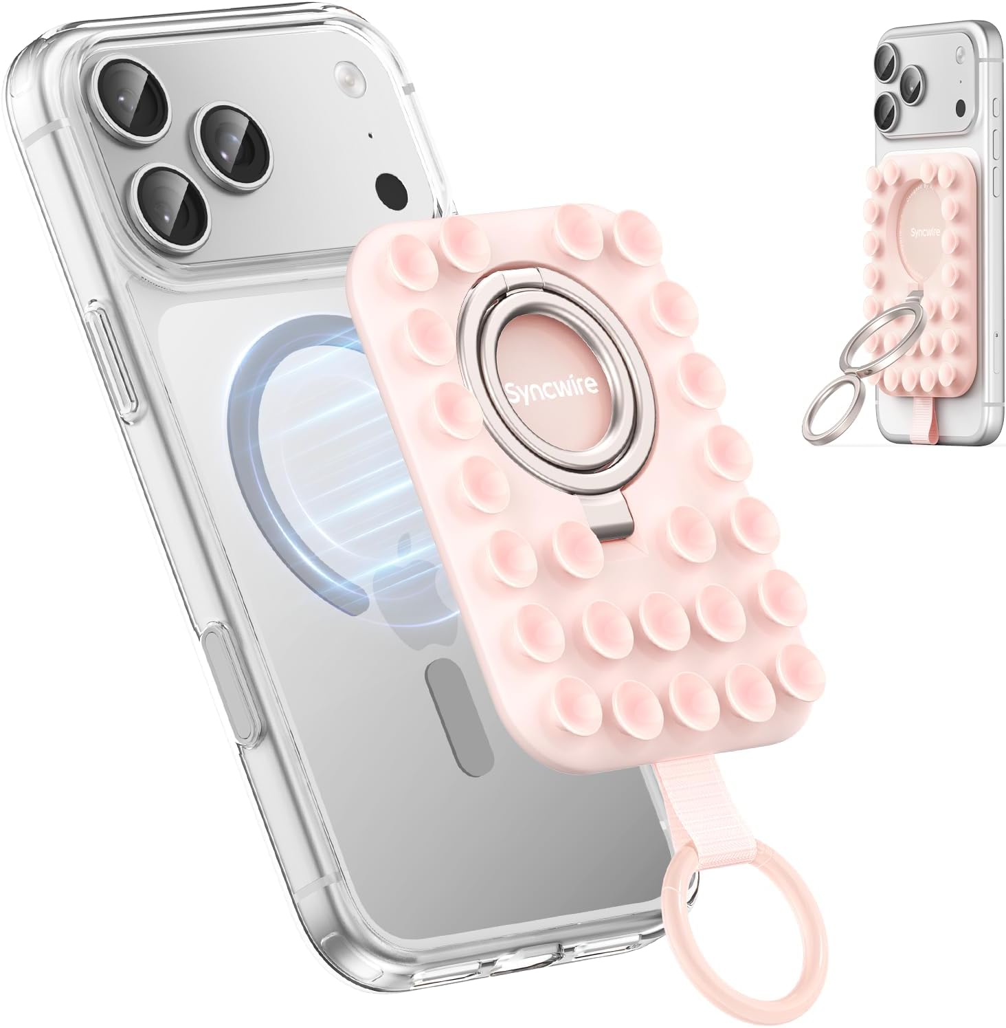 Detalle de Syncwire Magnetic Phone Grip MagSafe-Compatible Phone Ring Holder (Blush Pink)