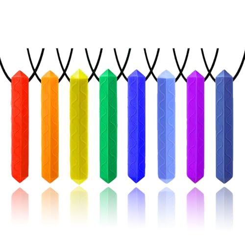 Detalle de GNAWRISHING Lot de 8 colliers sensoriels à mâcher – forme du diamant, silicone alimentaire sans BPA