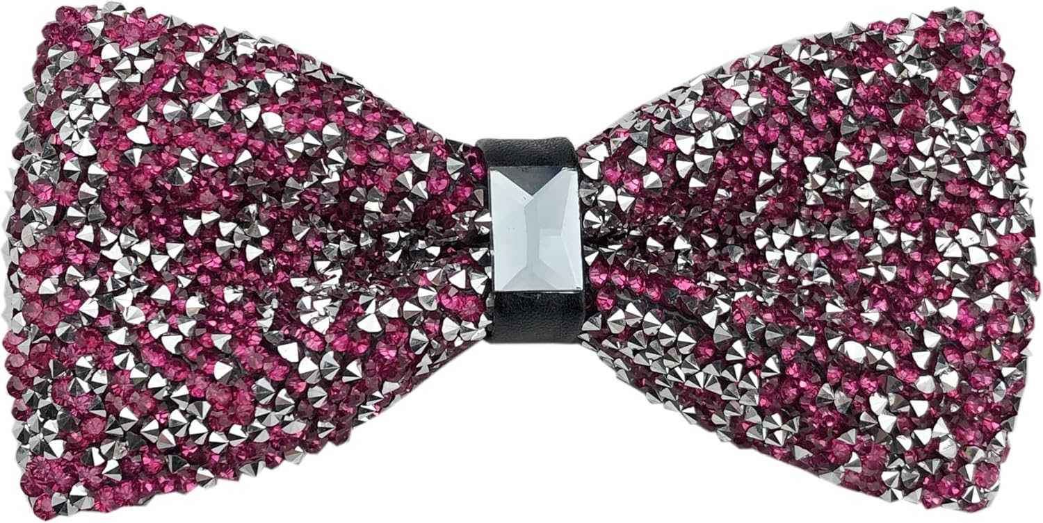 Detalle de Elfeves Men's Rhinestone Bow Tie, Red and Silver