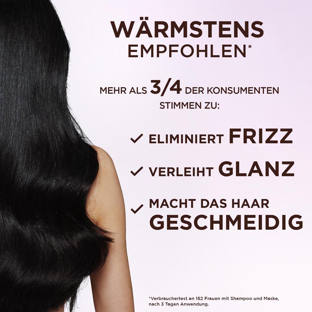 Detalle de Garnier True Treasures Glättendes Haarpflegeset mit Reiswasser – Shampoo 250 ml, Conditioner 200 ml & 1-Minute Haarkur 340 ml (3-teilig)