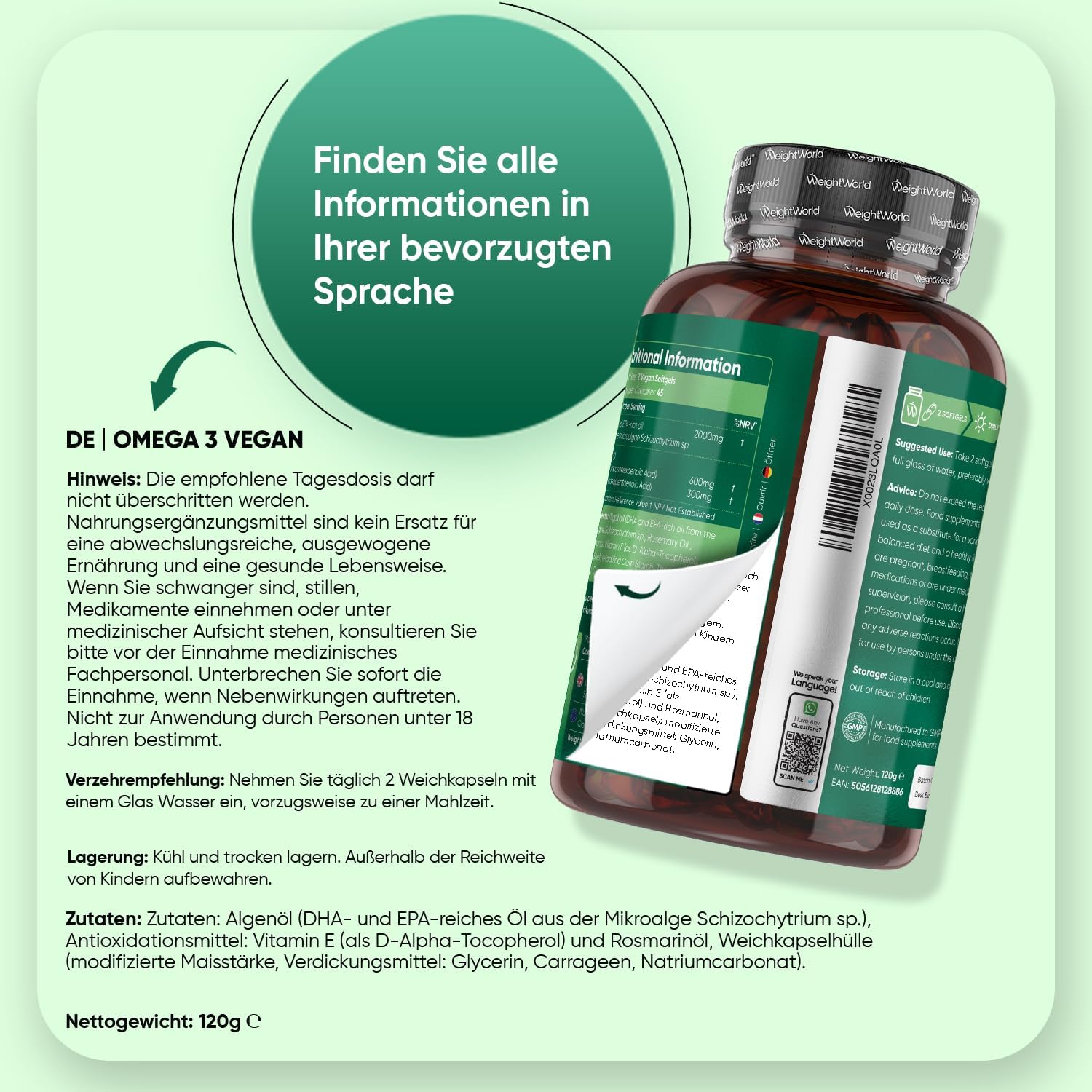 Detalle 2 de Omega 3 Vegan 90 Kapseln 2000mg