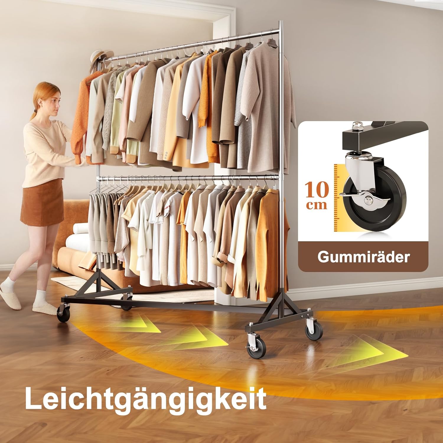 Thumbnail 3 de HOKEEPER kommerzieller Kleiderständer mit Z-Ständer und Rollen, 250 kg Tragkraft