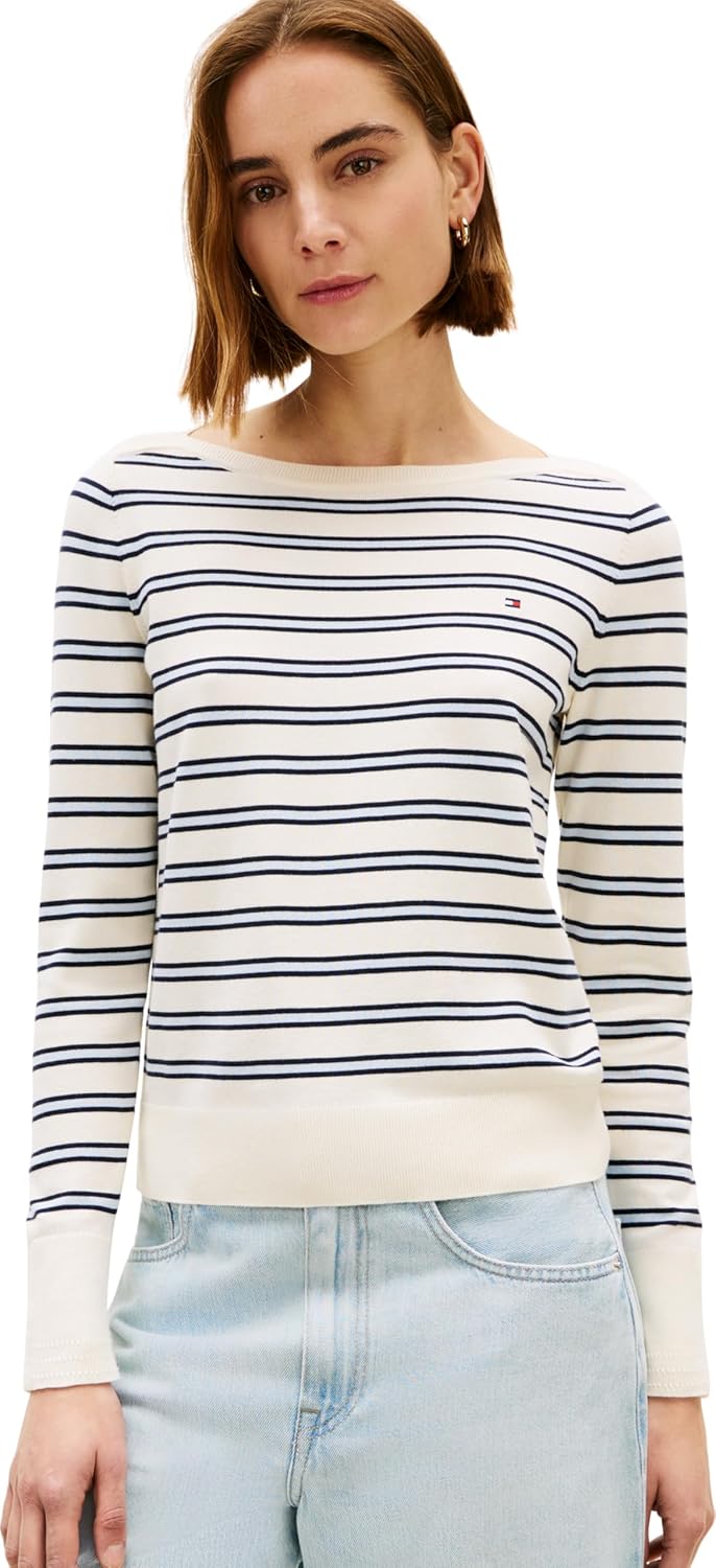Detalle de Tommy Hilfiger Pull femme en maille — chic intemporel et confort soigné