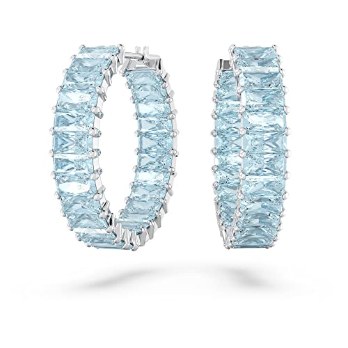 Detalle de Swarovski Pendientes de aro Matrix aguamarina Talla Princesa 💍