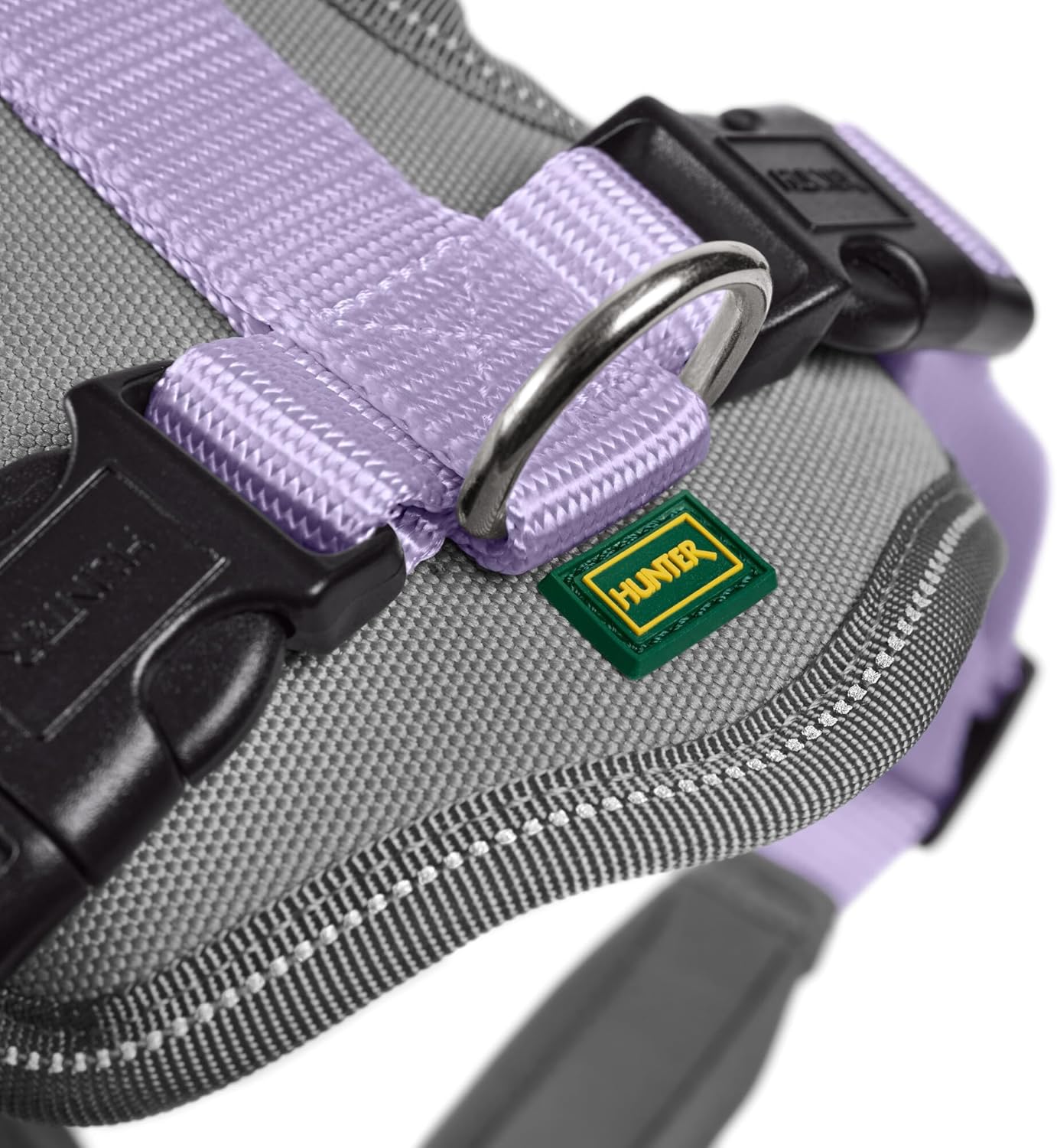 Detalle de Hunter Hundegeschirr aus Neopren (Lavendel/grau), Größe S – mit 3M Scotchlite Reflexmaterial