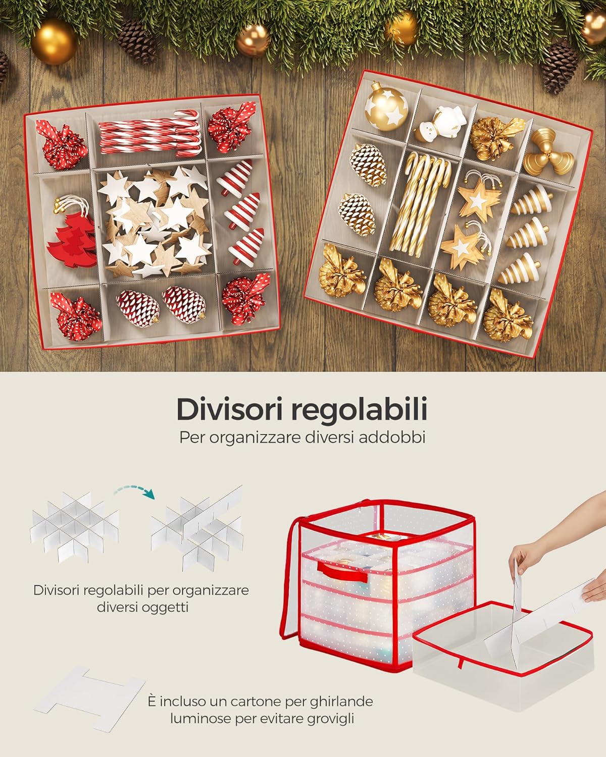 Thumbnail 6 de SONGMICS Contenitore per palline di Natale 64 posti