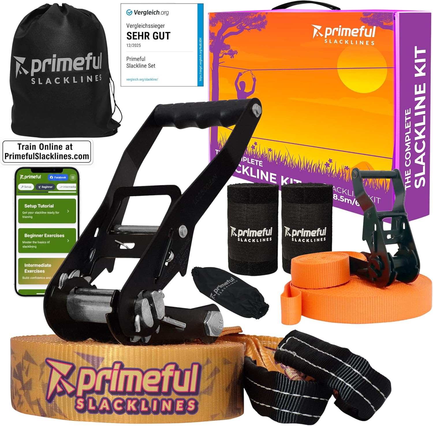 {Primeful Slackline Set 18,5m} Premium Komplettset