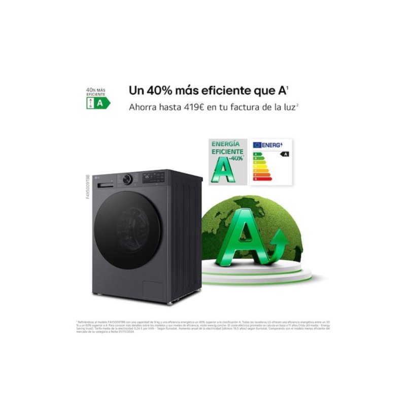 Thumbnail 2 de Lavadora LG F4X5009TBB: 9 kg, 1350 rpm, IA Steam+ y conectividad WiFi