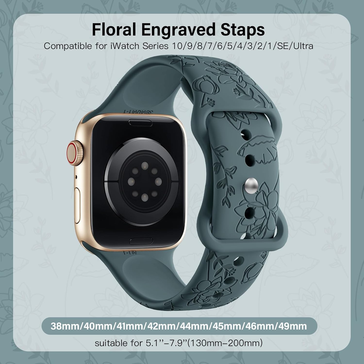 Thumbnail 2 de Yoohoo Floral Engraved Strap for Apple Watch