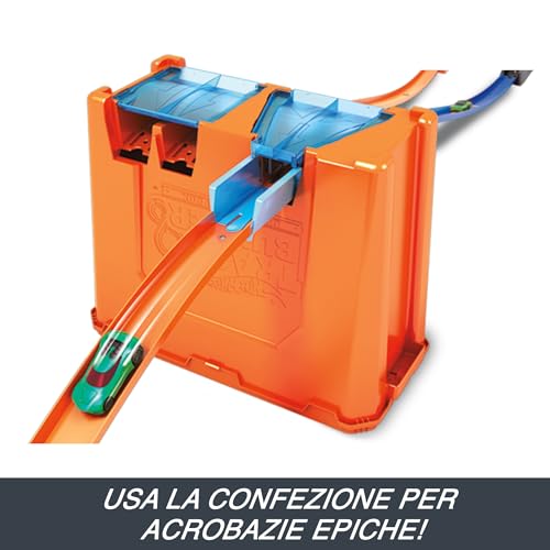 Detalle 2 de Hot Wheels Track Builder Deluxe Stunt Box: kit acrobazie con due auto 1:64