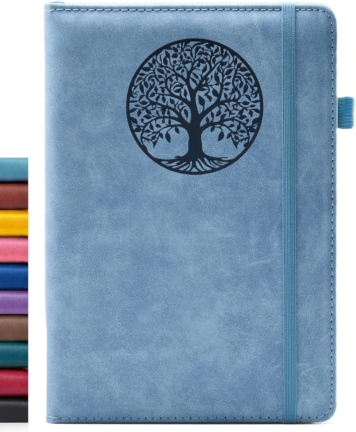 Detalle de BIYUNRO A5 Lined Journal, Blue Faux-Leather Hardcover, 160 Pages