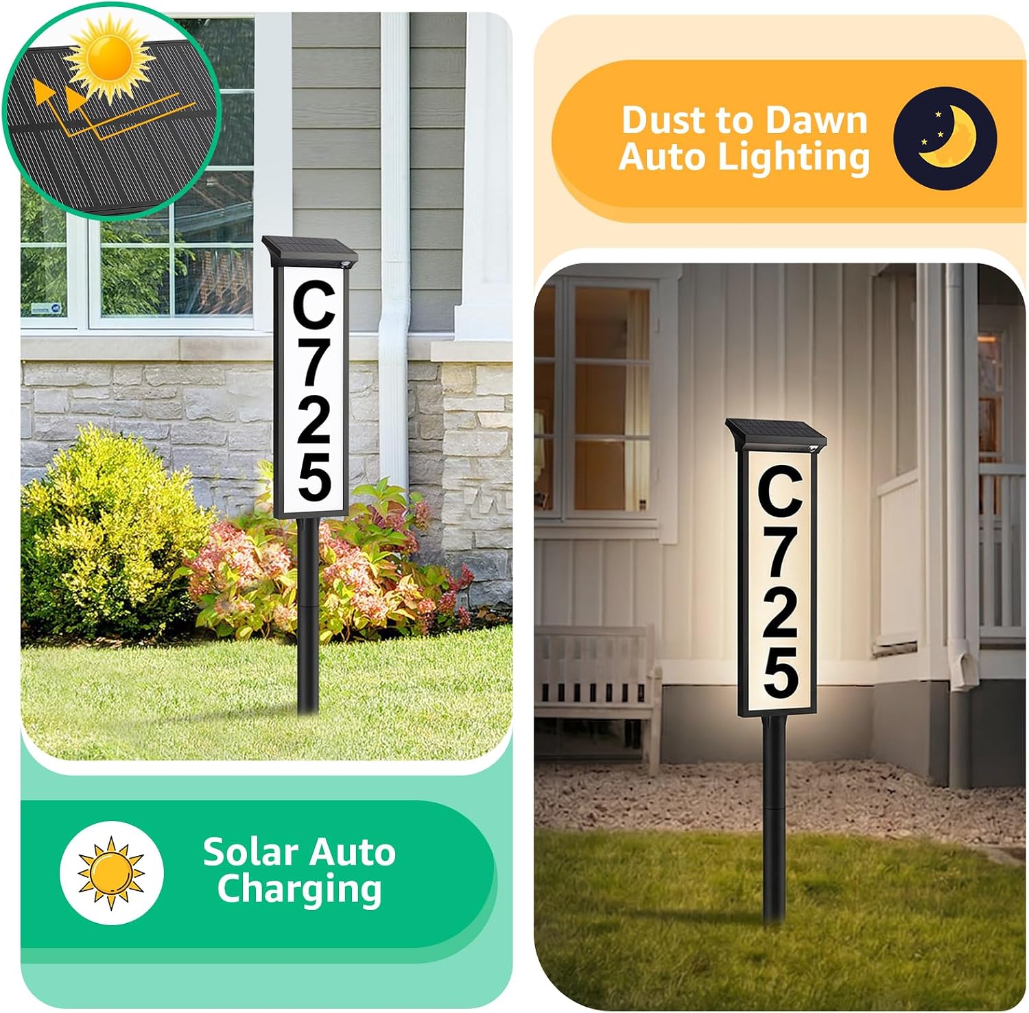 Thumbnail 6 de ASOMST Solar Address Sign, 3-Color LED