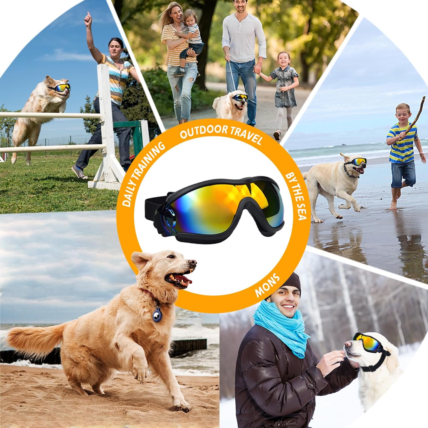 Detalle de Dwafill Schutzbrille für Hunde – einstellbare wasserdichte UV-Schutz-Brille (Black/Rote)