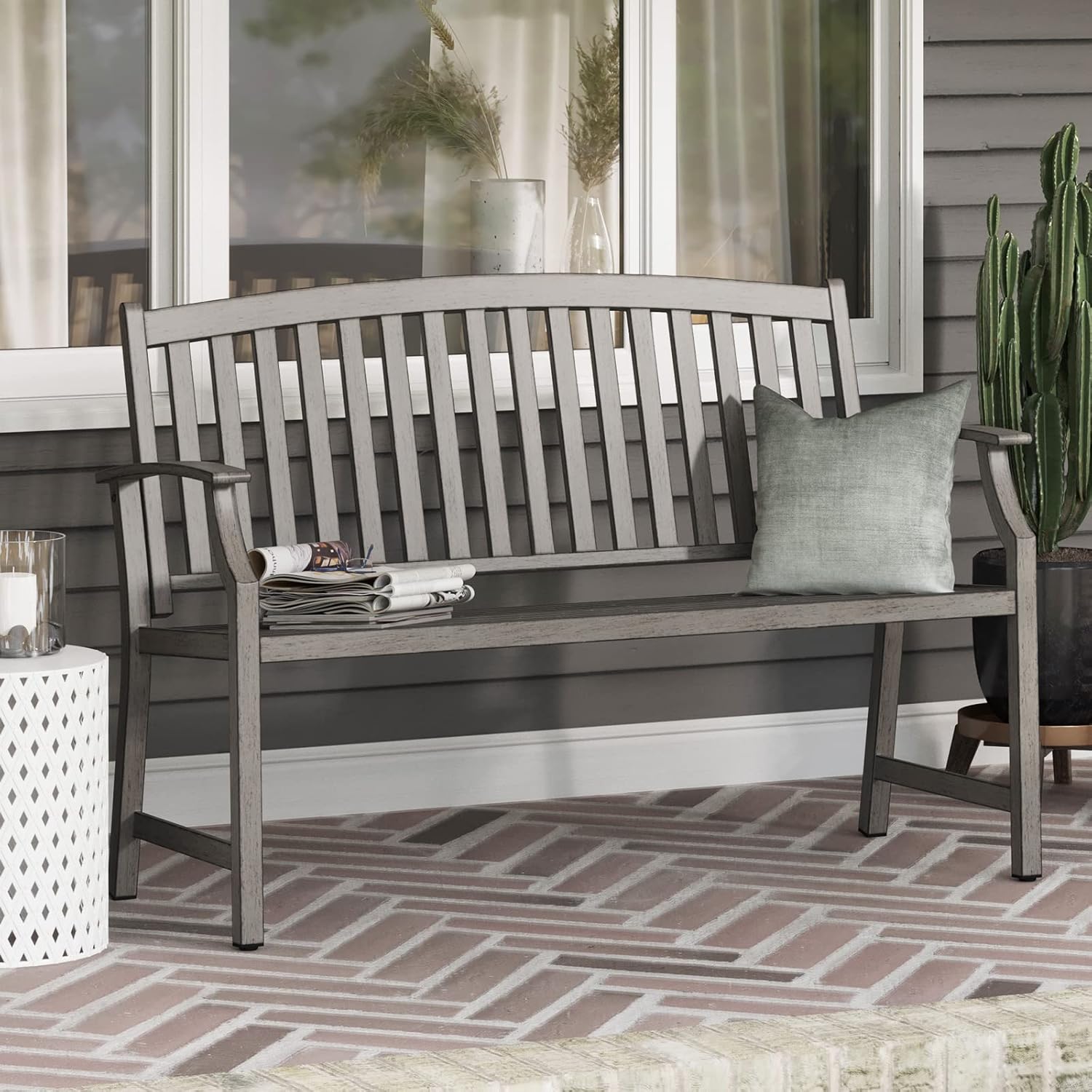 Thumbnail 6 de Grand patio Outdoor Bench for patio & garden with anti-rust metal frame (Gray)