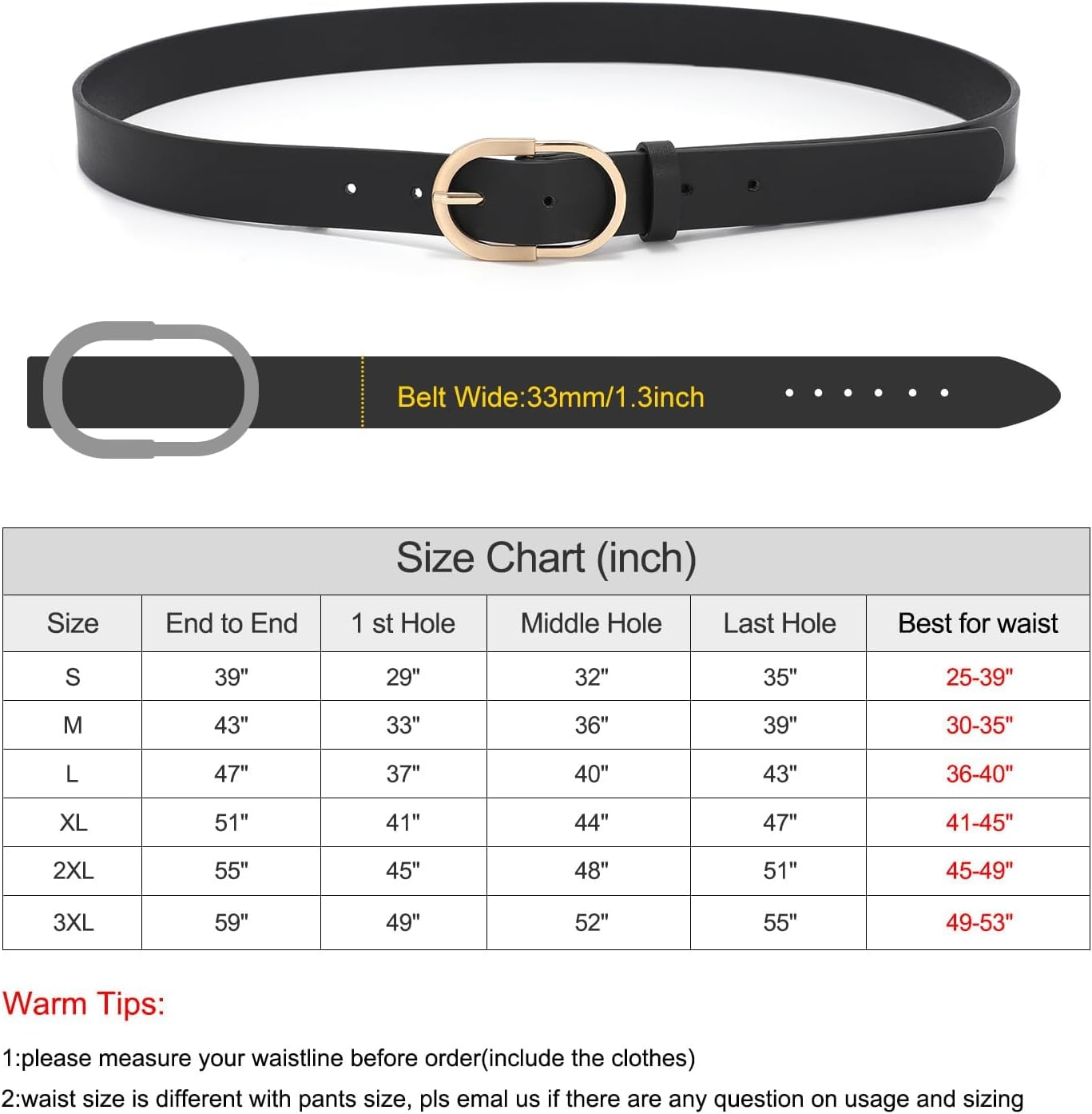 Thumbnail 5 de XZQTIVE 3 Pack Women's Leather Belt 1.3in