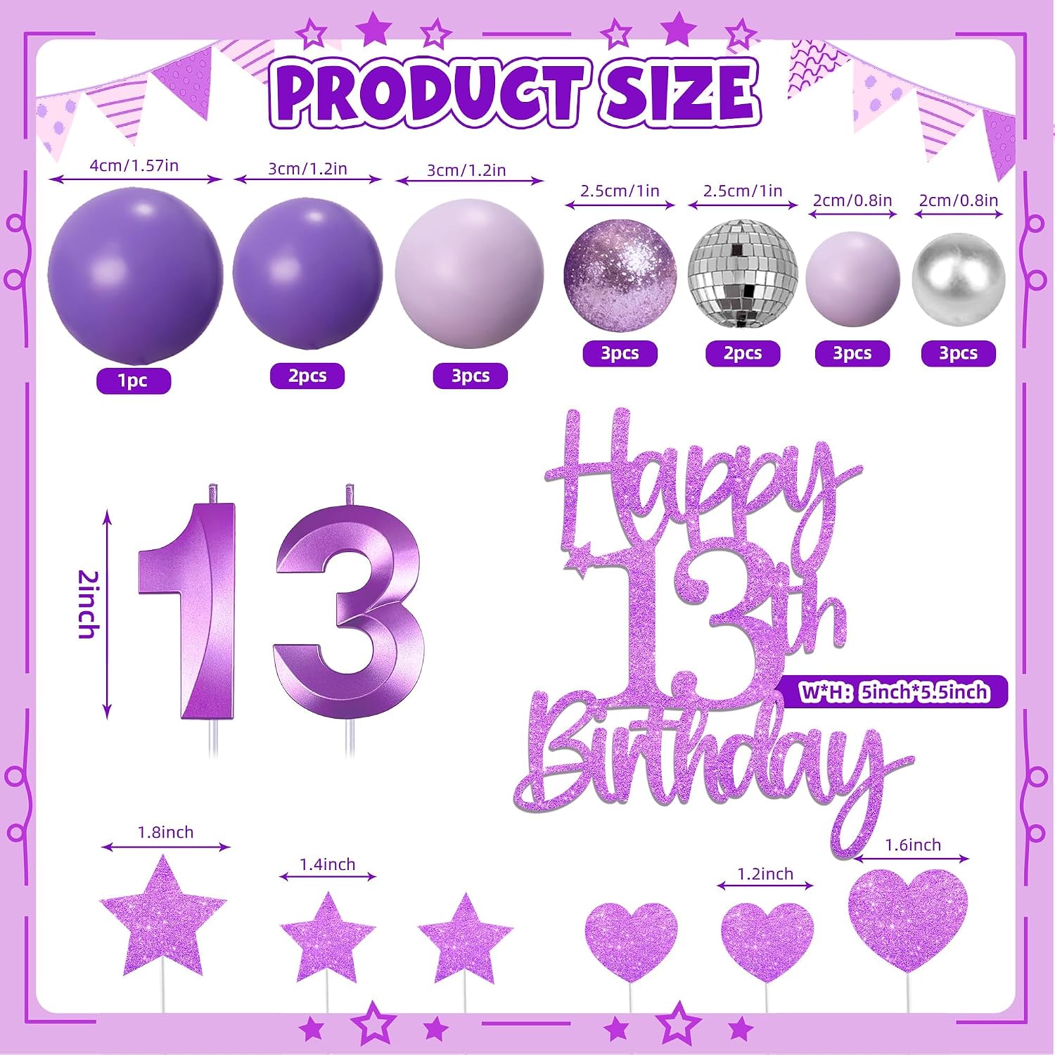 Detalle de 13th Birthday Cake Decorations, Purple