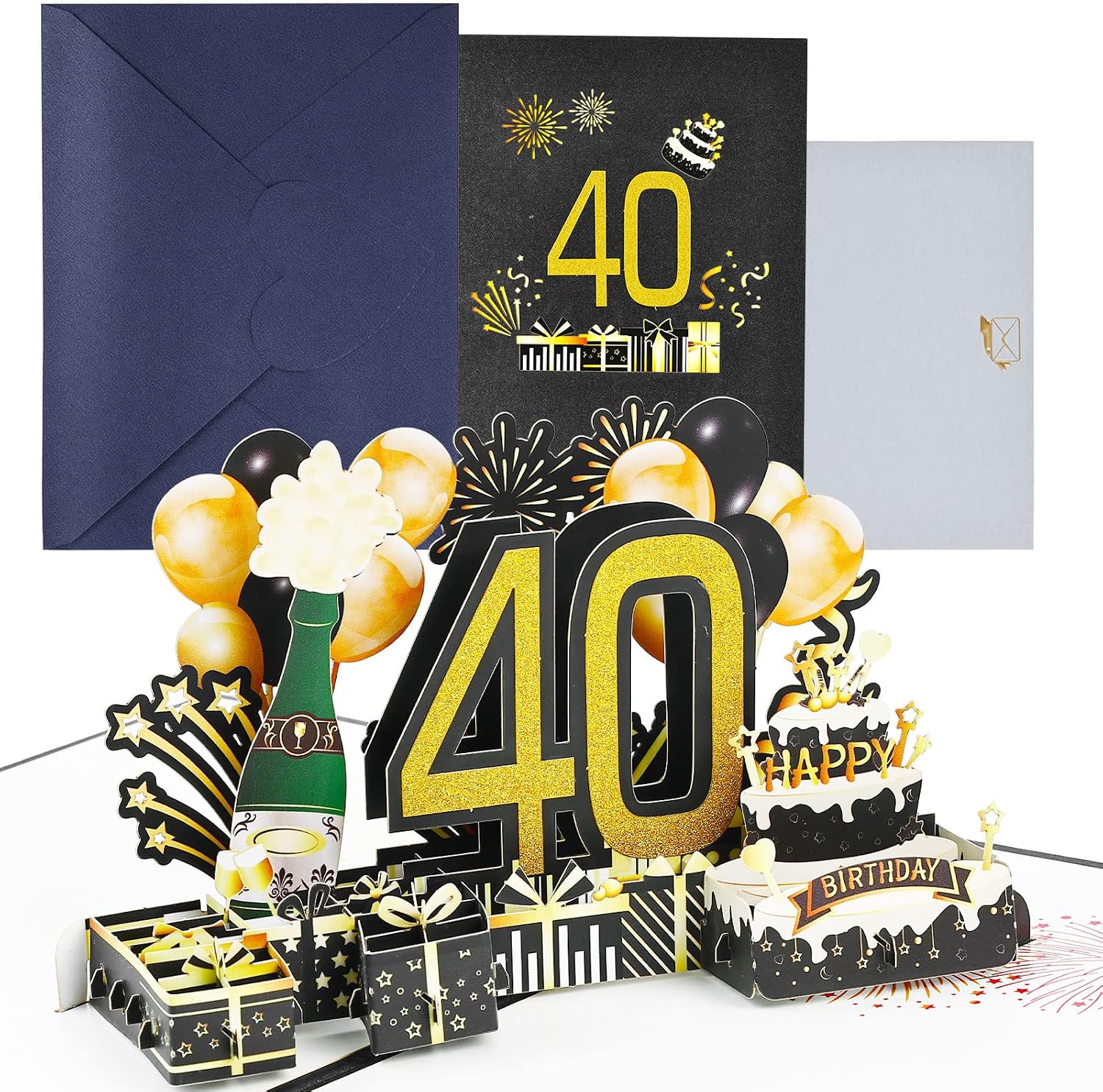 Detalle de Joyoldelf Biglietto di Auguri di Compleanno 40° 3D Pop-Up con Busta – Regalo dallo stile unico