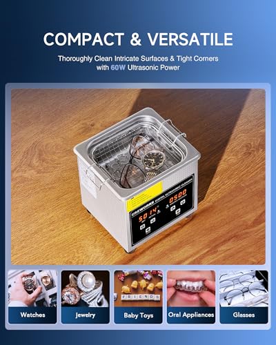 Detalle de CREWORKS Ultrasonic Cleaner with Digital Timer & Heater 1.3L