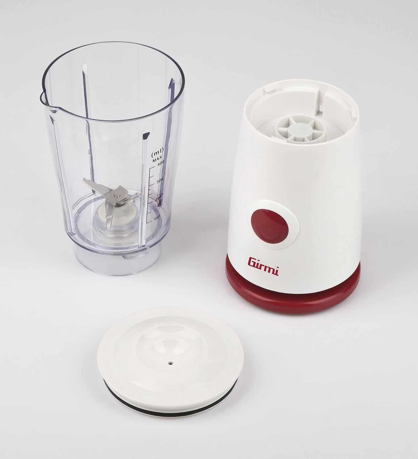 Detalle de Girmi FR03 Frullatore Elettrico 170W, 4 Lame in Acciaio Inox, 400 ml – Bianco