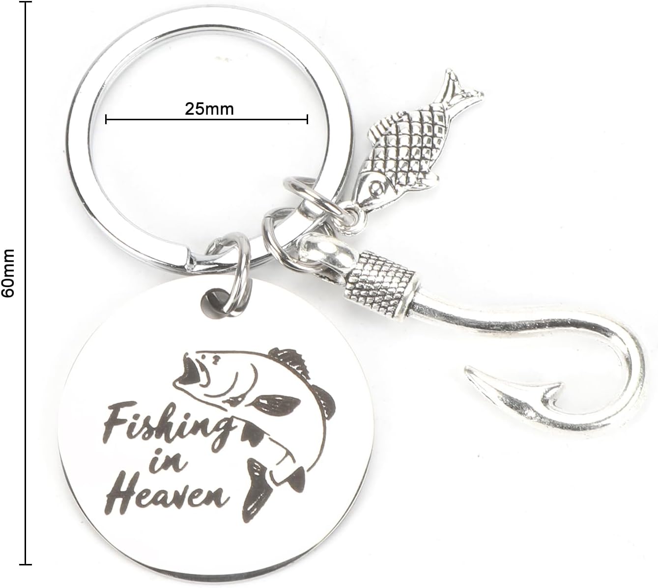 Detalle de Tranbath Fishing Keychain with Fish and Hook Charm