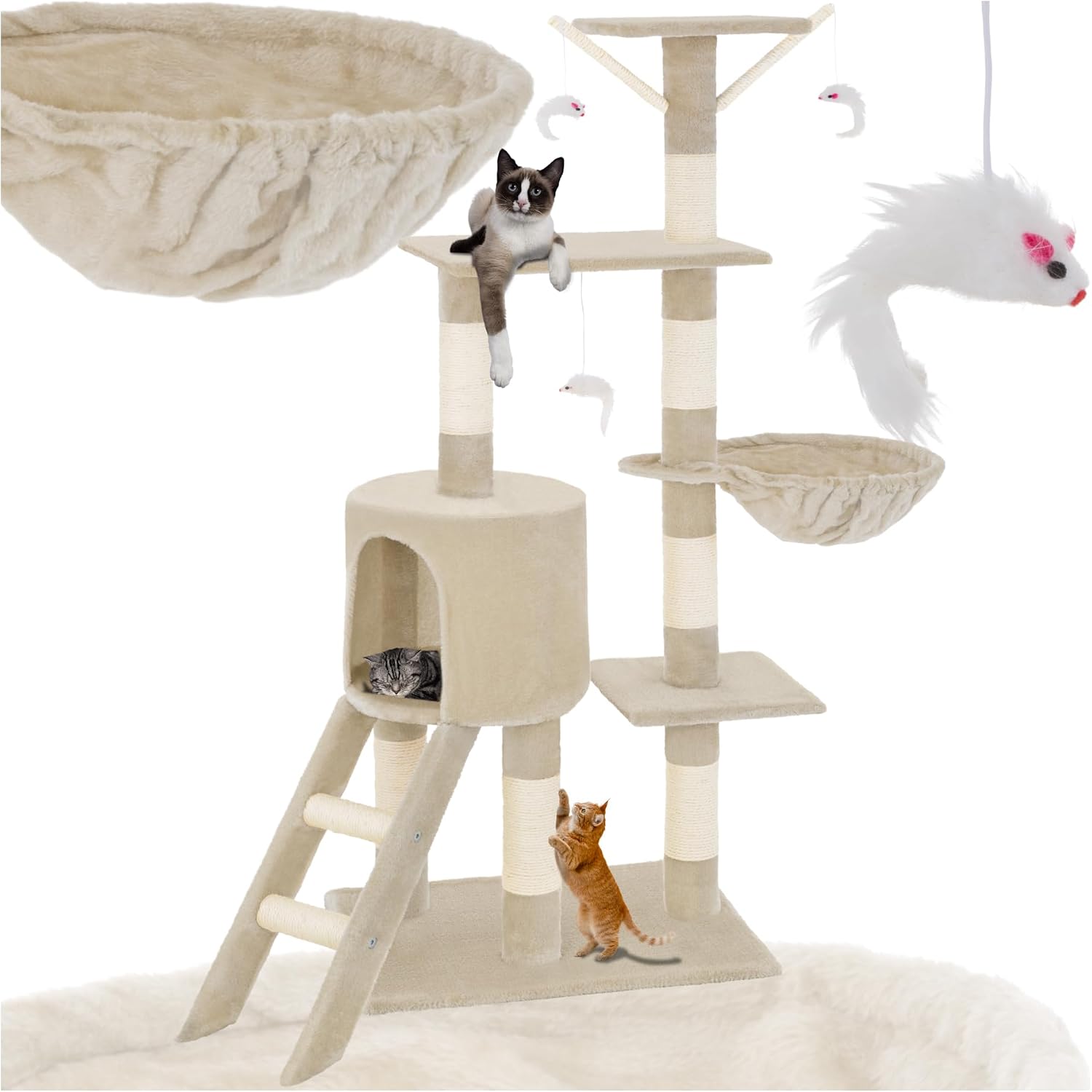 Detalle de TecTake Árbol rascador para gatos 144 cm