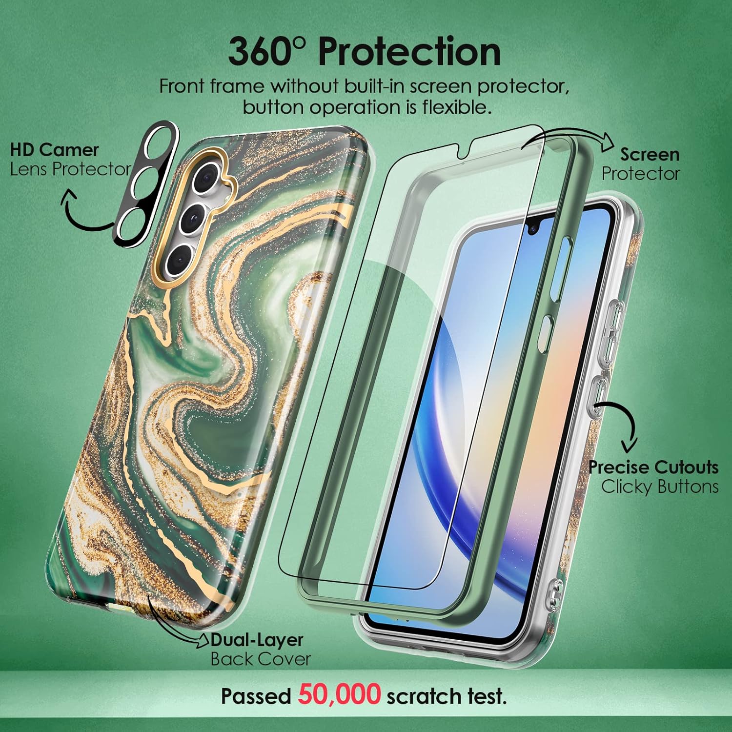 Detalle 2 de SHEDEER Hülle für Samsung Galaxy A34 5G 6,6" – Glitzer, Kameraschutz & Displayschutz, TPU Stoßfest