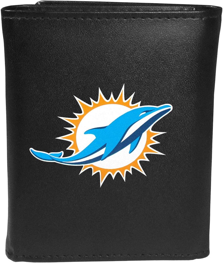 Detalle de Siskiyou NFL Miami Dolphins Tri-Fold Wallet (SportsLeather) with ID Window, Large Logo