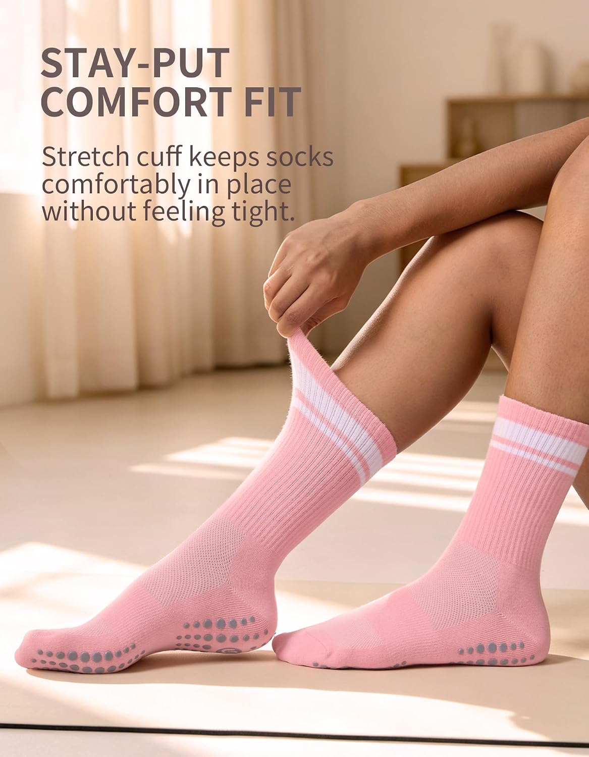 Thumbnail 3 de CLOSEMATE Women's Pilates Grip Socks, 3 Pairs with Full-Sole Silicone Grip