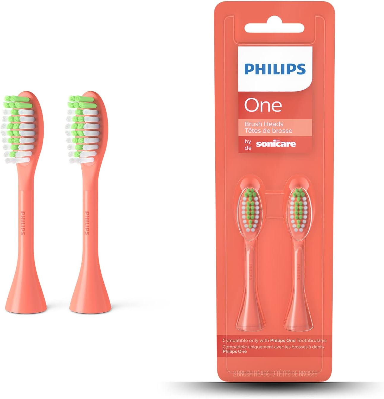 Detalle de Philips One Electric Toothbrush Brush Head - Pack of 2 (BH1022/01), Orange