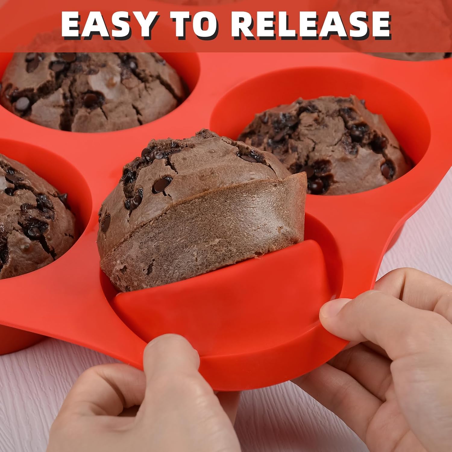 Detalle de CAKETIME 3875 Jumbo Silicone Muffin Pan, 6-Cup, 3.5-Inch