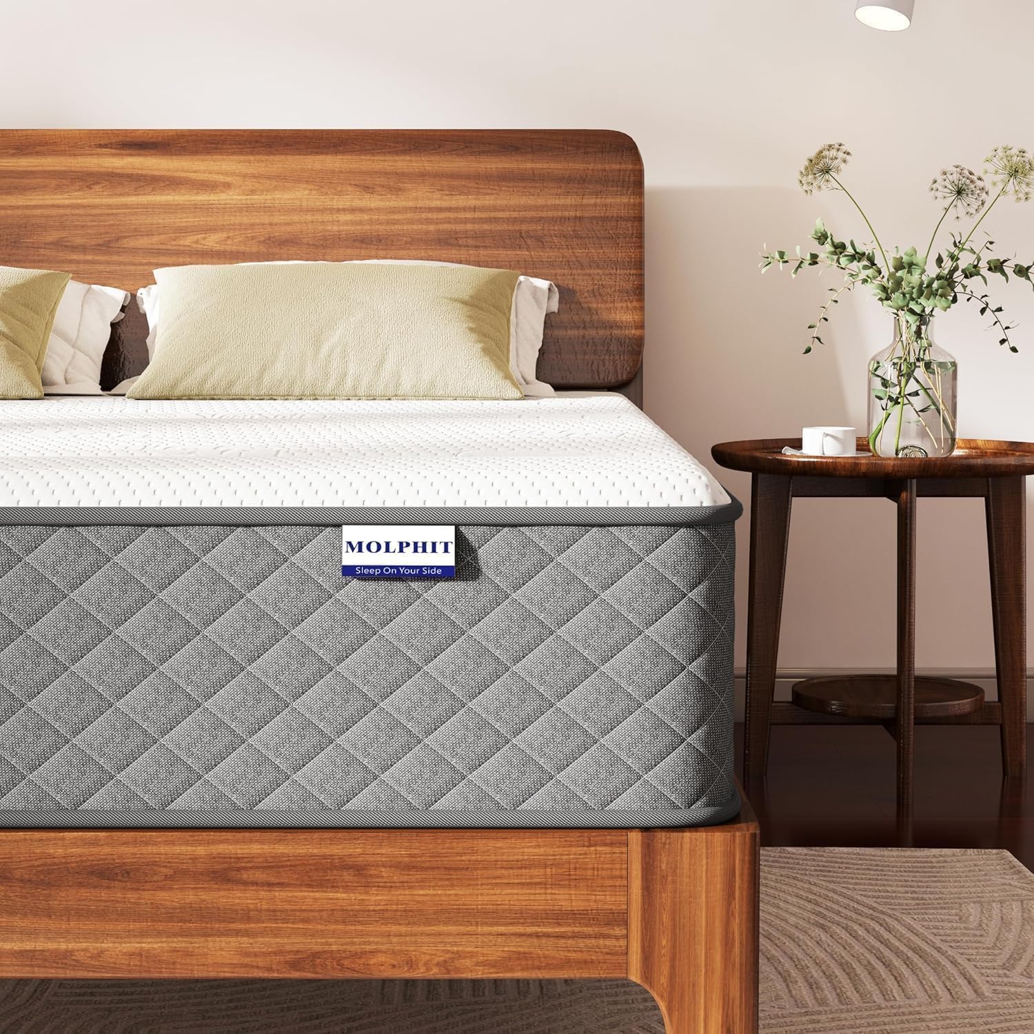 Detalle de MOLPHIT 10 Inch Double Mattress (7-Zone Hybrid) – Memory Foam & Pocket Sprung, Medium Firm 135x190x25cm
