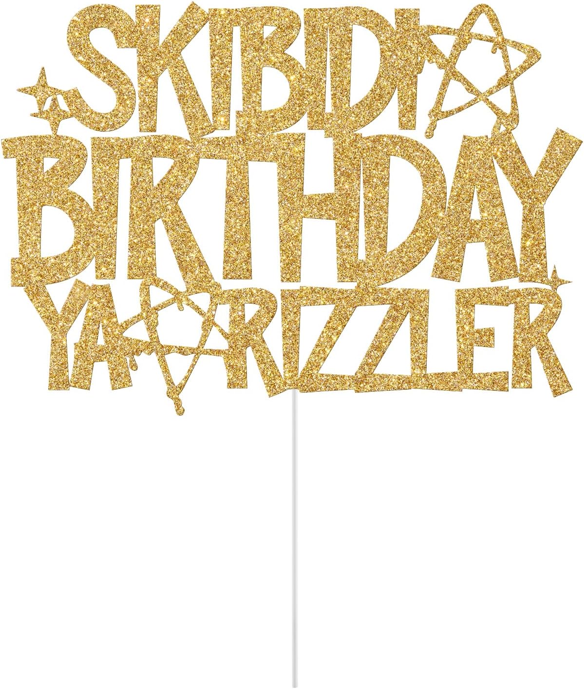 Thumbnail 1 de Skibidi Birthday Ya Rizzler Cake Topper, Gold Glitter
