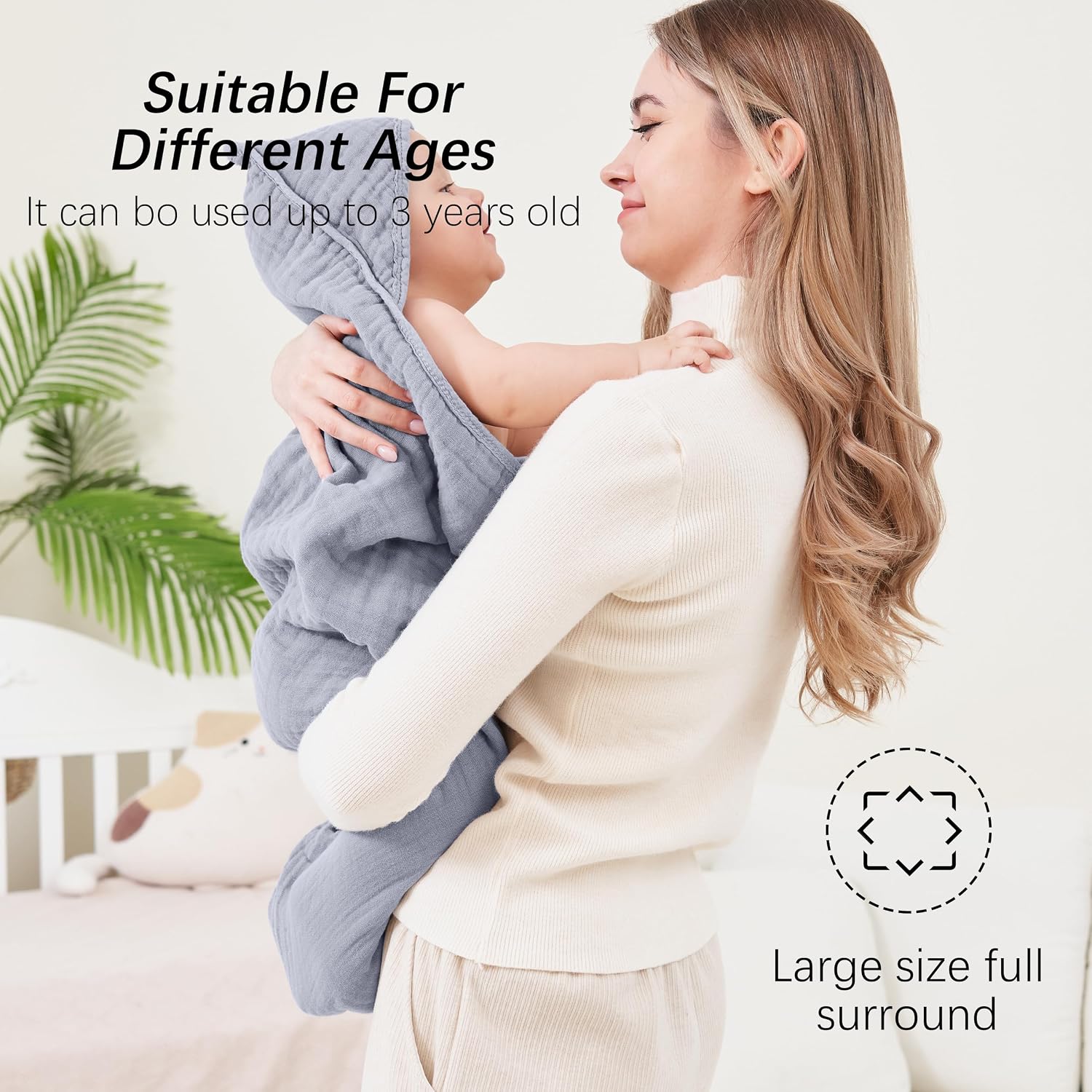 Detalle de SWEET DOLPHIN Hooded Baby Towels, 100% Cotton