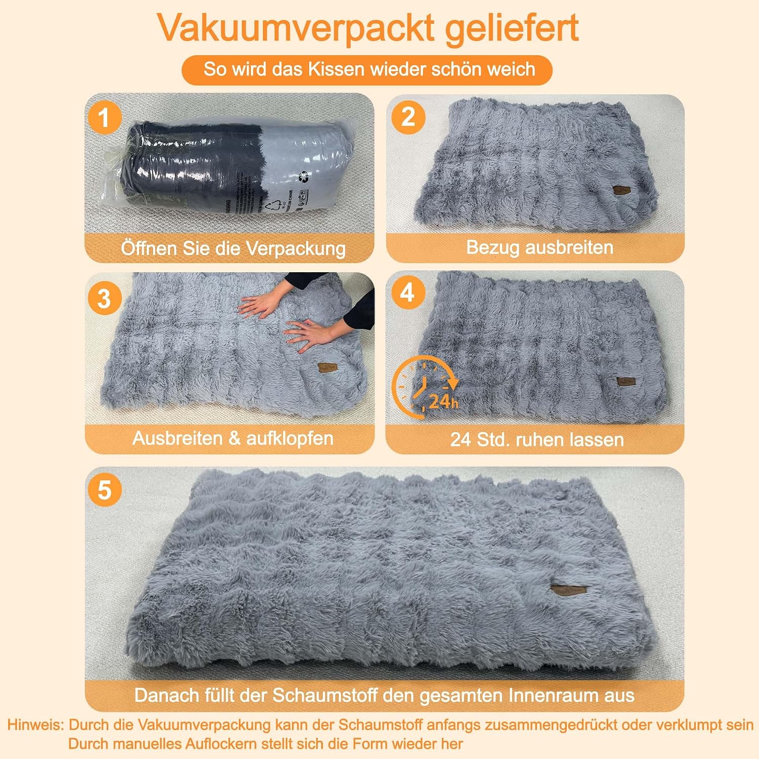 Detalle de BingoPaw Hundebett mittelgroße Hunde (76x51x10 cm) – waschbar, wasserdicht, abnehmbar & rutschfest in Grau