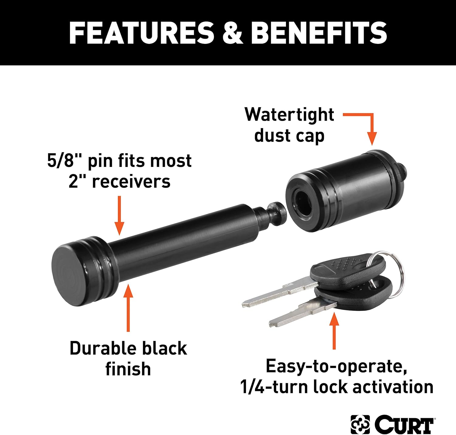Thumbnail 2 de CURT 23518 5/8in Trailer Hitch Lock