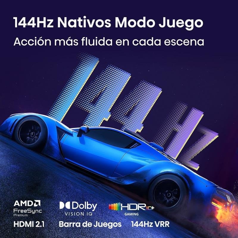 Detalle de Hisense 50E7S PRO QLED de 50 pulgadas, 4K, 144 Hz y HDMI 2.1