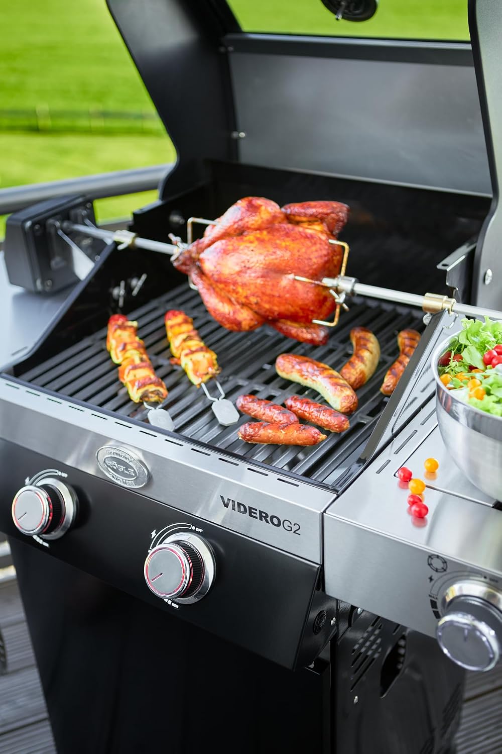Thumbnail 4 de RÖSLE ALLFLAME Drehspieß für Grill – Edelstahl 6-Kant-Spieß bis 10 kg mit Motor, Netz- oder Batteriebetrieb