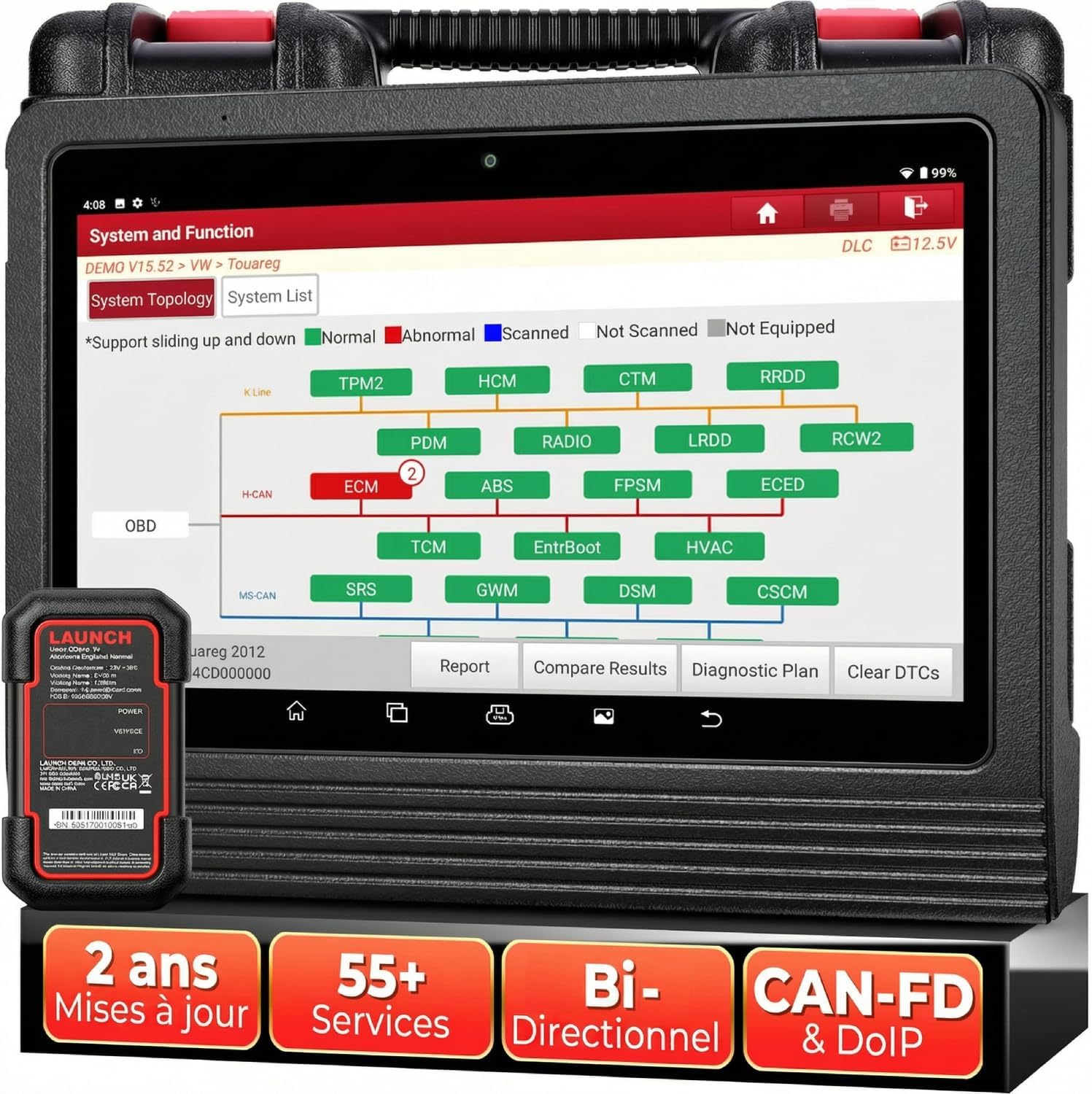 Detalle de LAUNCH X431 V+ Pro 5.0 Valise Diagnostic Auto — Diagnostic bidirectionnel, codage ECU et 55+ services