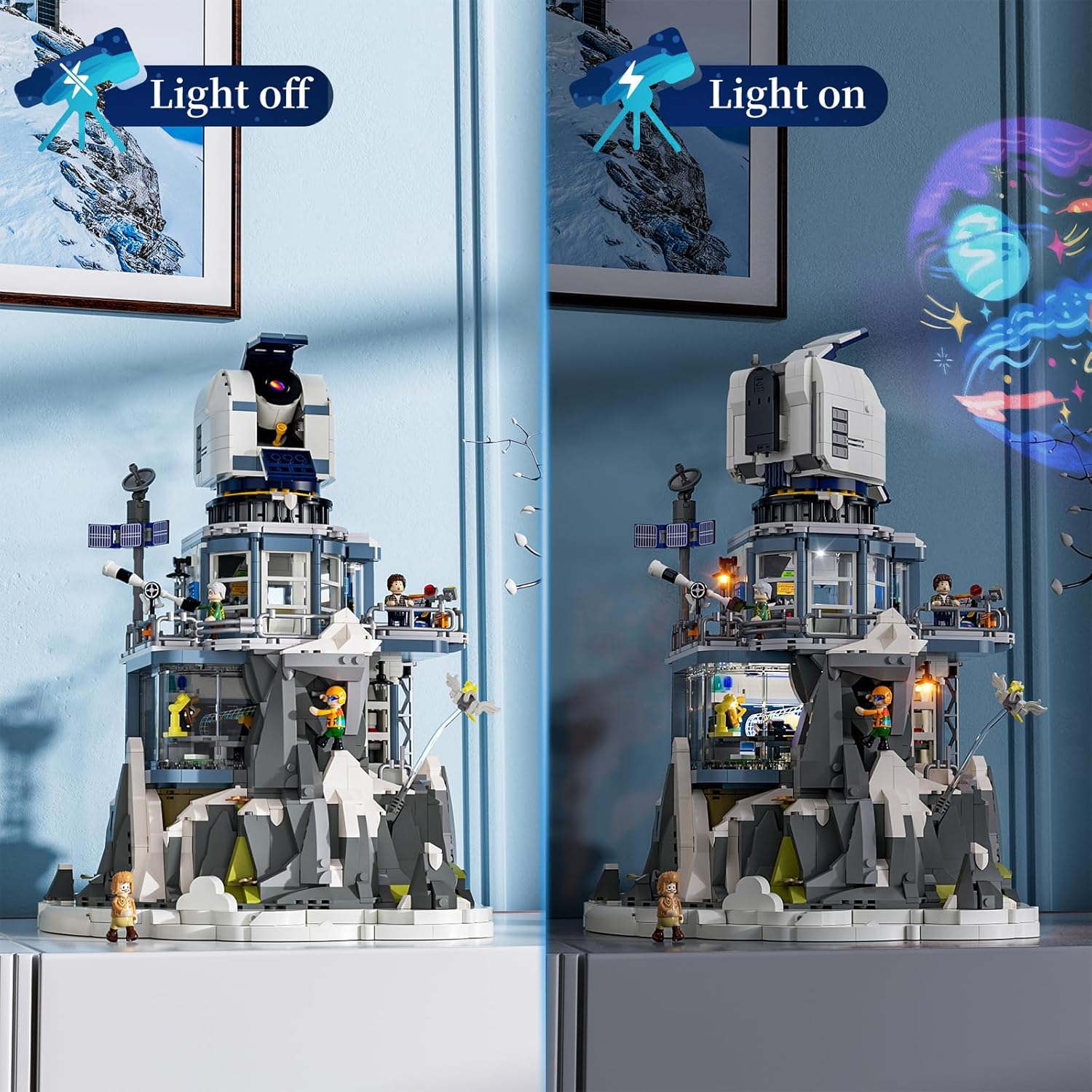 Thumbnail 1 de Lumibricks Alpine Sternwarte Modellbausatz mit Licht (L9091) – Sternenhimmel-Projektor, 2 Figuren und drehbare Sternwarte