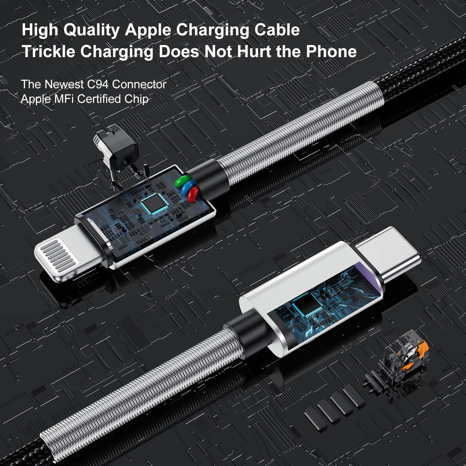 Detalle 2 de 2-Pack 10ft USB-C to Lightning Fast Charger Cable (Apple MFi Certified) for iPhone & iPad