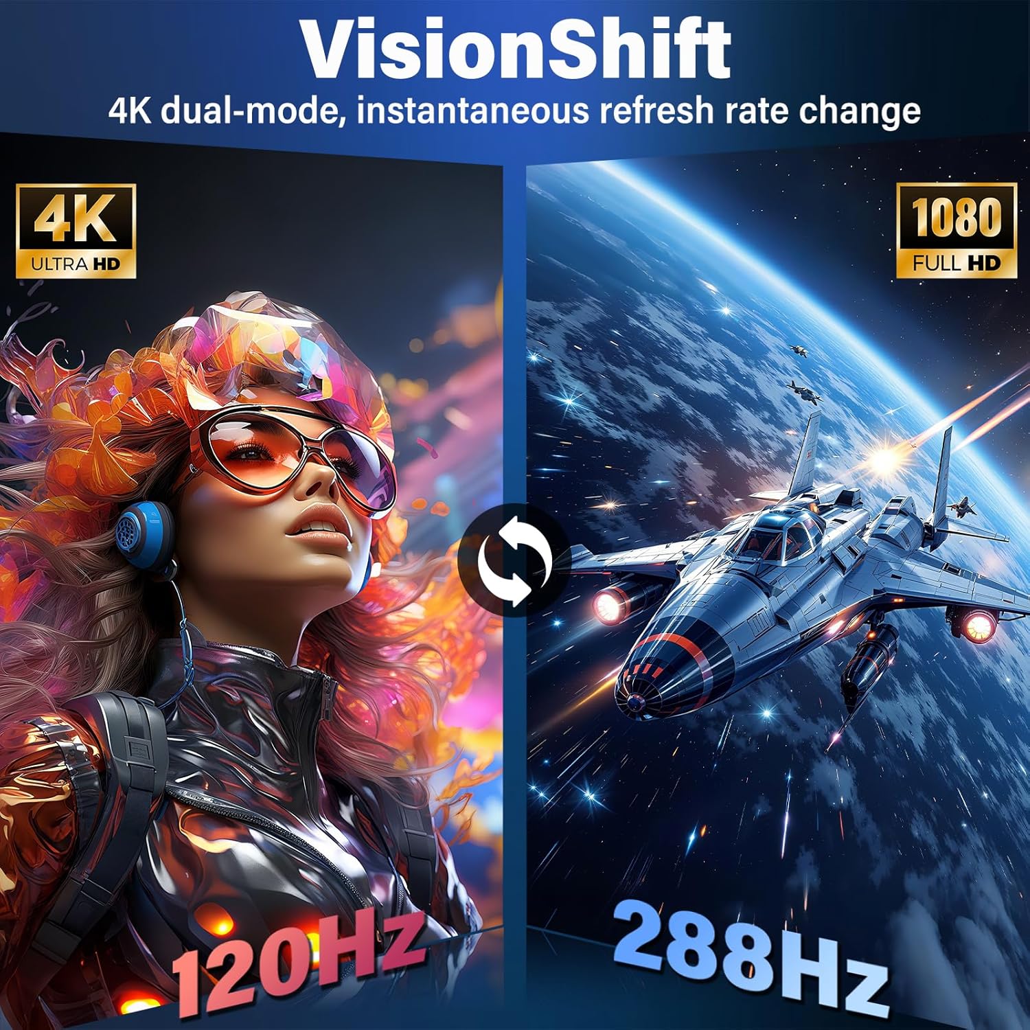 Thumbnail 2 de InnoView 27-Inch Dual-Mode 4K UHD/ FHD 120Hz/288Hz Portable Monitor with USB-C & HDMI
