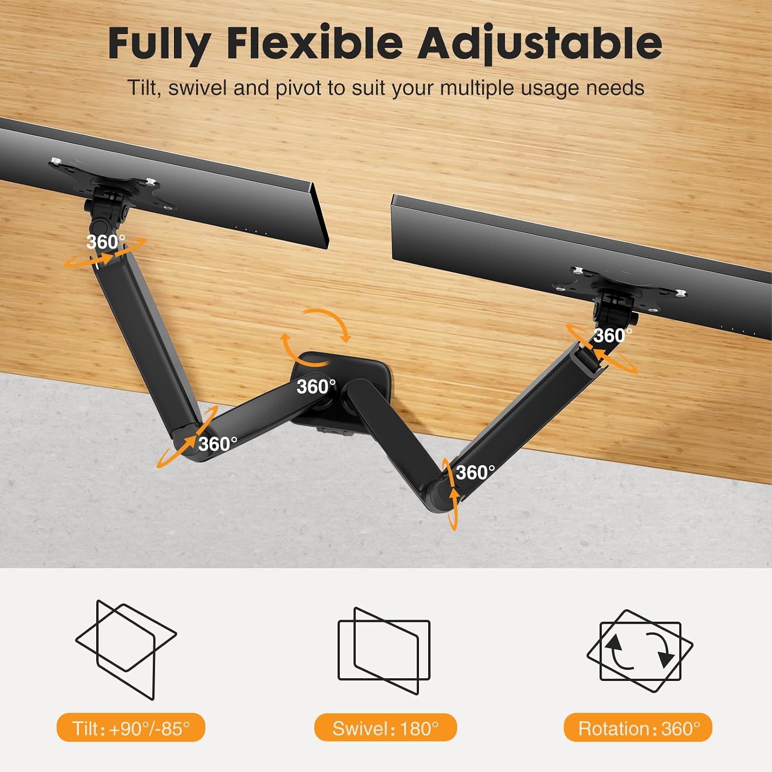 Detalle de DUMOS Dual Monitor Mount 32-Inch