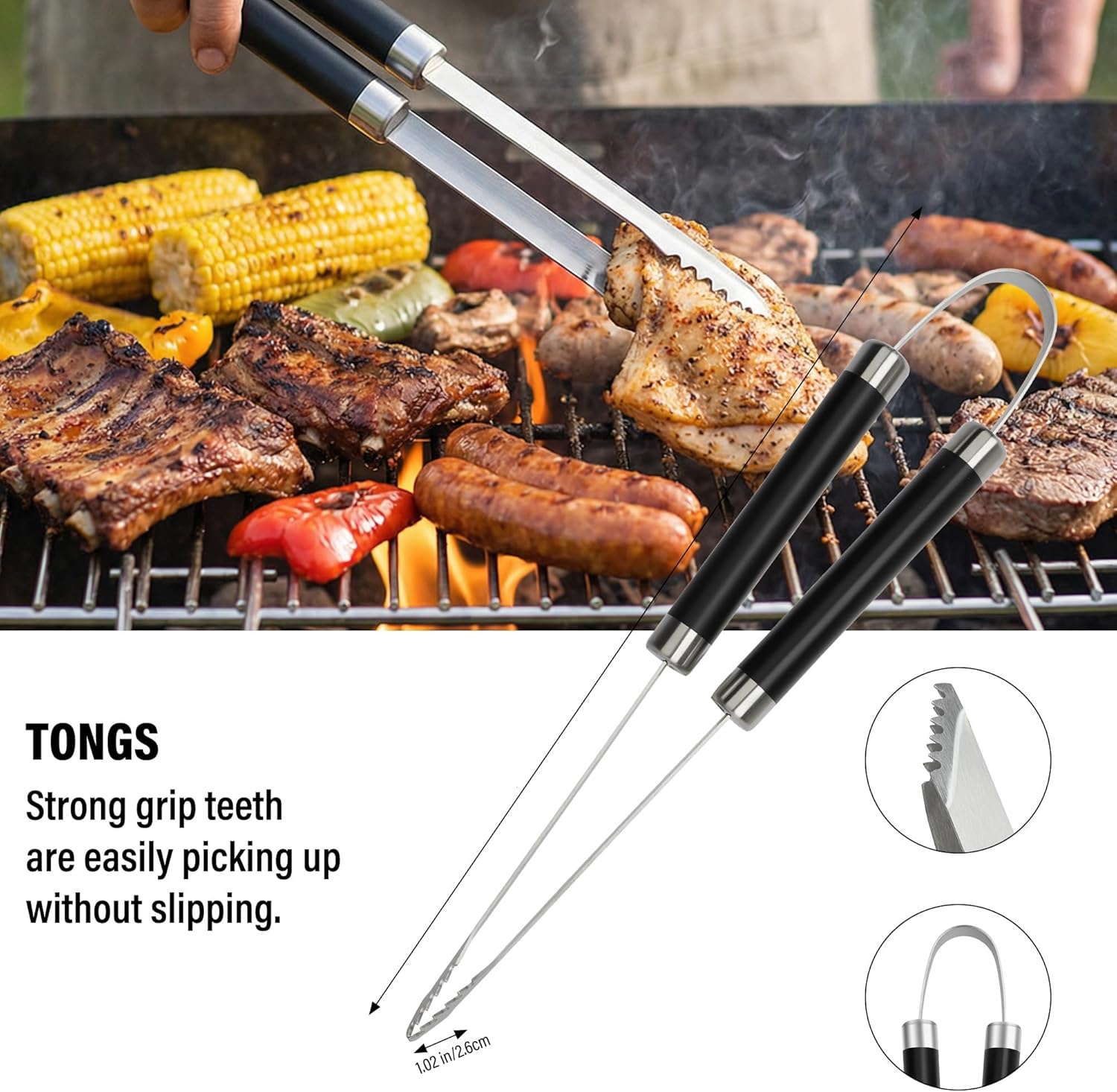 Detalle 1 de Yekale 5PCS Grill Tools Set, 5-Piece Stainless Steel BBQ Utensils